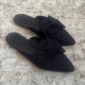 J. Crew Factory navy blue Bow Mules